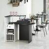 Giantex Reception Desk, Front Counter Desk with Lockable Drawer, Checkout Table with Round Tabletop, Corner Shelf & Adjustable Shelf for Office Beauty Salon Retail Store (White & Black)(White & Black)