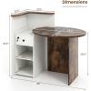 Giantex Reception Desk, Front Counter Desk with Lockable Drawer, Checkout Table with Round Tabletop, Corner Shelf & Adjustable Shelf for Office Beauty Salon Retail Store (White & Black)(White & Brown)