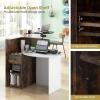 Giantex Reception Desk, Front Counter Desk with Lockable Drawer, Checkout Table with Round Tabletop, Corner Shelf & Adjustable Shelf for Office Beauty Salon Retail Store (White & Black)(Brown & White)