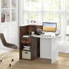 Giantex Reception Desk, Front Counter Desk with Lockable Drawer, Checkout Table with Round Tabletop, Corner Shelf & Adjustable Shelf for Office Beauty Salon Retail Store (White & Black)(Brown & White)