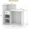 Giantex Reception Desk, Front Counter Desk with Lockable Drawer, Checkout Table with Round Tabletop, Corner Shelf & Adjustable Shelf for Office Beauty Salon Retail Store (White & Black)(White)