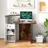 Giantex Reception Desk, Front Counter Desk with Lockable Drawer, Checkout Table with Round Tabletop, Corner Shelf & Adjustable Shelf for Office Beauty Salon Retail Store (White & Black)(White & Brown)