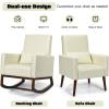 Giantex Rocking Chair Fabric High Back Armchair with Waist Pillow,Wooden Tapered & Rocking Dual Legs Multifunctional Upholstered Accent Chair for Nursery, Living Room, Bedroom Rocker(1, Beige)(Beige)
