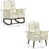 Giantex Rocking Chair Fabric High Back Armchair with Waist Pillow,Wooden Tapered & Rocking Dual Legs Multifunctional Upholstered Accent Chair for Nursery, Living Room, Bedroom Rocker(1, Beige)(Beige)
