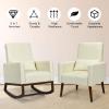 Giantex Rocking Chair Fabric High Back Armchair with Waist Pillow,Wooden Tapered & Rocking Dual Legs Multifunctional Upholstered Accent Chair for Nursery, Living Room, Bedroom Rocker(1, Beige)(Beige)