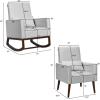 Giantex Rocking Chair Fabric High Back Armchair with Waist Pillow,Wooden Tapered & Rocking Dual Legs Multifunctional Upholstered Accent Chair for Nursery, Living Room, Bedroom Rocker(1, Beige)(Sliver)