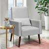 Giantex Rocking Chair Fabric High Back Armchair with Waist Pillow,Wooden Tapered & Rocking Dual Legs Multifunctional Upholstered Accent Chair for Nursery, Living Room, Bedroom Rocker(1, Beige)(Sliver)