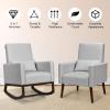 Giantex Rocking Chair Fabric High Back Armchair with Waist Pillow,Wooden Tapered & Rocking Dual Legs Multifunctional Upholstered Accent Chair for Nursery, Living Room, Bedroom Rocker(1, Beige)(Sliver)