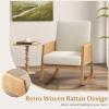 Giantex Rocking Chair, Fabric Upholstered Glider Rocker Chair with Armrest, Rattan Accent Armchair with Soft Padded Seat, Max Load 330 Lbs, Rocking Chair Nursery for Bedroom, Living Room, Reading