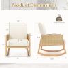 Giantex Rocking Chair, Fabric Upholstered Glider Rocker Chair with Armrest, Rattan Accent Armchair with Soft Padded Seat, Max Load 330 Lbs, Rocking Chair Nursery for Bedroom, Living Room, Reading