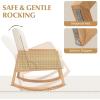 Giantex Rocking Chair, Fabric Upholstered Glider Rocker Chair with Armrest, Rattan Accent Armchair with Soft Padded Seat, Max Load 330 Lbs, Rocking Chair Nursery for Bedroom, Living Room, Reading