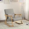 Giantex Rocking Chair Nursery, Indoor Rocker Arm Chair w/Rubber Wood Armrests, Wide Backrest & Padded Seat Cushion, Soft Lumbar Pillow, Upholstered Accent Glider Chair for Living Room Bedroom