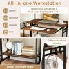 Giantex Rolling Computer Desk, Mobile Desk with Keyboard Tray & Wheels, Portable Laptop PC Table Cart with Shelf & Hooks, Small Desk for Small Spaces, Bedroom, Apartment