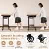 Giantex Rolling Computer Desk, Mobile Desk with Keyboard Tray & Wheels, Portable Laptop PC Table Cart with Shelf & Hooks, Small Desk for Small Spaces, Bedroom, Apartment