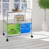 Giantex Rolling Storage Cart w/ 4 Drawers 2 Shelves Metal Rack Shelf Home Office School Beauty Salon Utility Organizer Cart with Wheels (Blue & Green)(Blue & Green & Chrome Finish)