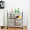 Giantex Rolling Storage Cart w/ 4 Drawers 2 Shelves Metal Rack Shelf Home Office School Beauty Salon Utility Organizer Cart with Wheels (Blue & Green)(Clear White)