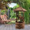 Giantex Rustic Wishing Well Fountain, Outdoor Wooden Water Fountain with Electric Pump, 5 Adjustable Water Flow Rates, Water Bucket, Freestanding Decorative Wishing Well for Backyard Patio Garden