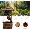 Giantex Rustic Wishing Well Fountain, Outdoor Wooden Water Fountain with Electric Pump, 5 Adjustable Water Flow Rates, Water Bucket, Freestanding Decorative Wishing Well for Backyard Patio Garden