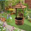 Giantex Rustic Wishing Well Fountain, Outdoor Wooden Water Fountain with Electric Pump, 5 Adjustable Water Flow Rates, Water Bucket, Freestanding Decorative Wishing Well for Backyard Patio Garden