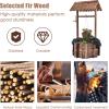 Giantex Rustic Wooden Wishing Well Planter with Hanging Bucket and Roof, Flower Plants Planter Wishing Wells for Outdoors Backyard Patio Garden Lawn Outside Decor
