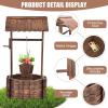 Giantex Rustic Wooden Wishing Well Planter with Hanging Bucket and Roof, Flower Plants Planter Wishing Wells for Outdoors Backyard Patio Garden Lawn Outside Decor