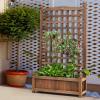 Giantex Set of 2 Wood Planter Free Standing Plant Raised Bed with Trellis for Garden or Yard (11″ D X 25″ W X 48″ H)(1)