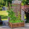 Giantex Set of 2 Wood Planter Free Standing Plant Raised Bed with Trellis for Garden or Yard (11″ D X 25″ W X 48″ H)(1)