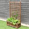 Giantex Set of 2 Wood Planter Free Standing Plant Raised Bed with Trellis for Garden or Yard (11″ D X 25″ W X 48″ H)(2)