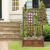 Giantex Set of 2 Wood Planter Free Standing Plant Raised Bed with Trellis for Garden or Yard (11″ D X 25″ W X 48″ H)(2)