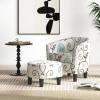 Giantex Small Accent Chair with Ottoman Set, Upholstered Barrel Chair with Footrest, Modern Accent Armchair with Ottoman, Round Club Chair for Living Room, Small Space, Bedroom (Blue Flower)(Blue Flower)
