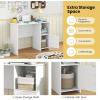 Giantex Small Computer Desk, White Desk with Storage Cabinet & Shelf, Compact PC Laptop Table Workstation, Makeup Vanity Table, Modern Study Writing Desk for Small Space, Bedroom, Home Office