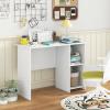 Giantex Small Computer Desk, White Desk with Storage Cabinet & Shelf, Compact PC Laptop Table Workstation, Makeup Vanity Table, Modern Study Writing Desk for Small Space, Bedroom, Home Office