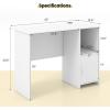 Giantex Small Computer Desk, White Desk with Storage Cabinet & Shelf, Compact PC Laptop Table Workstation, Makeup Vanity Table, Modern Study Writing Desk for Small Space, Bedroom, Home Office