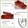 Giantex Small Wagon Planters for Outdoor Plants, Decorative Garden Bed with Metal Wheels, Wood Raised Beds Plant Pot Stand for Backyard Garden Patio 24.5″x13.5″x24″ (Green)(Red)