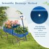 Giantex Small Wagon Planters for Outdoor Plants, Decorative Garden Bed with Metal Wheels, Wood Raised Beds Plant Pot Stand for Backyard Garden Patio 24.5″x13.5″x24″ (Green)(Blue)