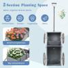 Giantex Small Wagon Planters for Outdoor Plants, Decorative Garden Bed with Metal Wheels, Wood Raised Beds Plant Pot Stand for Backyard Garden Patio 24.5″x13.5″x24″ (Green)(Gray)