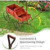 Giantex Small Wagon Planters for Outdoor Plants, Decorative Garden Bed with Metal Wheels, Wood Raised Beds Plant Pot Stand for Backyard Garden Patio 24.5″x13.5″x24″ (Green)(Red)