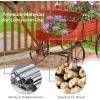 Giantex Small Wagon Planters for Outdoor Plants, Decorative Garden Bed with Metal Wheels, Wood Raised Beds Plant Pot Stand for Backyard Garden Patio 24.5″x13.5″x24″ (Green)(Red)