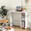 Giantex Small White Desk, Compact Study Writing Desk with 3-Position Adjustable Shelf, Anti-Toppling Kit, Modern PC Laptop Table, Home Office Computer Workstation for Small Space Bedroom Dorm(White)