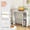 Giantex Small White Desk, Compact Study Writing Desk with 3-Position Adjustable Shelf, Anti-Toppling Kit, Modern PC Laptop Table, Home Office Computer Workstation for Small Space Bedroom Dorm(White)