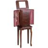 Giantex Standing Jewelry Cabinet Armoire with Top Flip Mirror, Jewelry Storage Organizer with 2 Side Doors for Necklaces, Jewelry Armoire Box Chest for Women Girls, Walnut(Walnut)