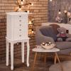 Giantex Standing Jewelry Cabinet Armoire with Top Flip Mirror, Jewelry Storage Organizer with 2 Side Doors for Necklaces, Jewelry Armoire Box Chest for Women Girls, Walnut(White)
