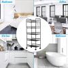 Giantex Storage Rack Trolley Cart Home Kitchen Organizer Utility Baskets with 5 Hooks (5 Tier, Black)(Black)