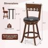 Giantex Swivel Bar Stools Set of 2, 24.5″ Counter Height Bar Chairs with Back, Rubber Wood Frame, Upholstered Farmhouse Faux Leather Barstools for Kitchen Island, Dining Room, Pub, Espresso(2)