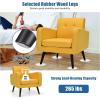 Giantex Upholstered Accent Chair, Modern Mid Century Linen Fabric Living Room Chair with Arms, Max Load 265 Lbs, Comfy Tufted Single Sofa for Reading, Bedroom, Office, Club, Grey(Yellow)