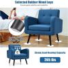 Giantex Upholstered Accent Chair, Modern Mid Century Linen Fabric Living Room Chair with Arms, Max Load 265 Lbs, Comfy Tufted Single Sofa for Reading, Bedroom, Office, Club, Grey(Blue)