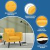 Giantex Upholstered Accent Chair, Modern Mid Century Linen Fabric Living Room Chair with Arms, Max Load 265 Lbs, Comfy Tufted Single Sofa for Reading, Bedroom, Office, Club, Grey(Yellow)