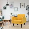 Giantex Upholstered Accent Chair, Modern Mid Century Linen Fabric Living Room Chair with Arms, Max Load 265 Lbs, Comfy Tufted Single Sofa for Reading, Bedroom, Office, Club, Grey(Yellow)