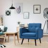 Giantex Upholstered Accent Chair, Modern Mid Century Linen Fabric Living Room Chair with Arms, Max Load 265 Lbs, Comfy Tufted Single Sofa for Reading, Bedroom, Office, Club, Grey(Blue)