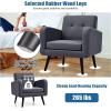 Giantex Upholstered Accent Chair, Modern Mid Century Linen Fabric Living Room Chair with Arms, Max Load 265 Lbs, Comfy Tufted Single Sofa for Reading, Bedroom, Office, Club, Grey(Grey)